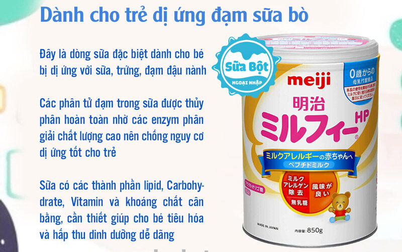 Sữa Meiji Hp Nội Địa Nhật Cho Trẻ Dị Ứng Đạm Bò Hộp 850G